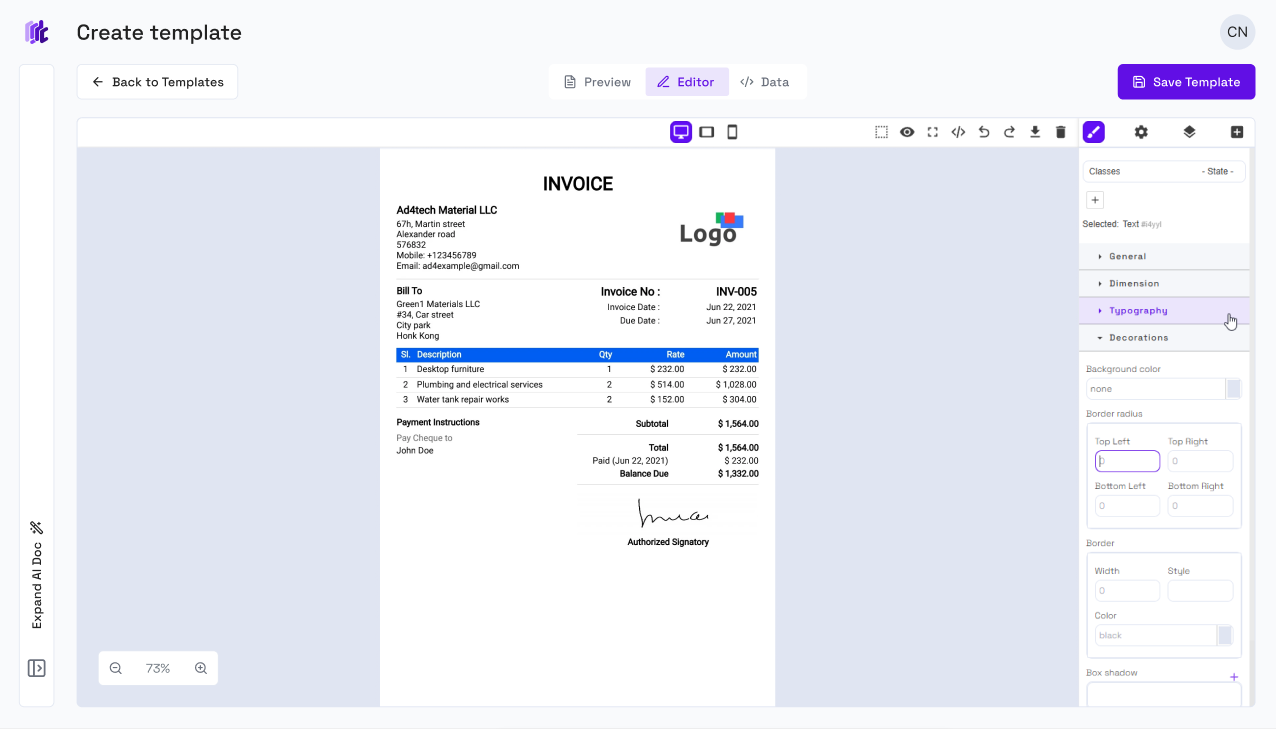 Visual Editor Interface