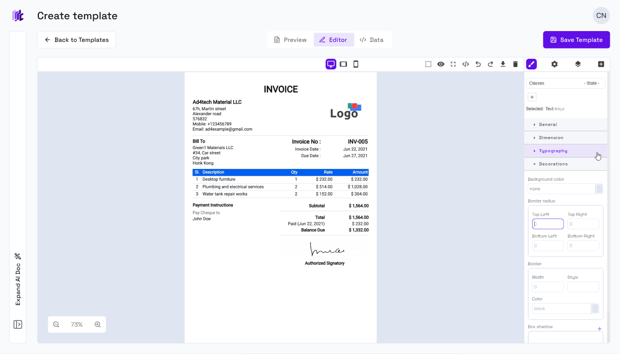 Visual Editor Interface
