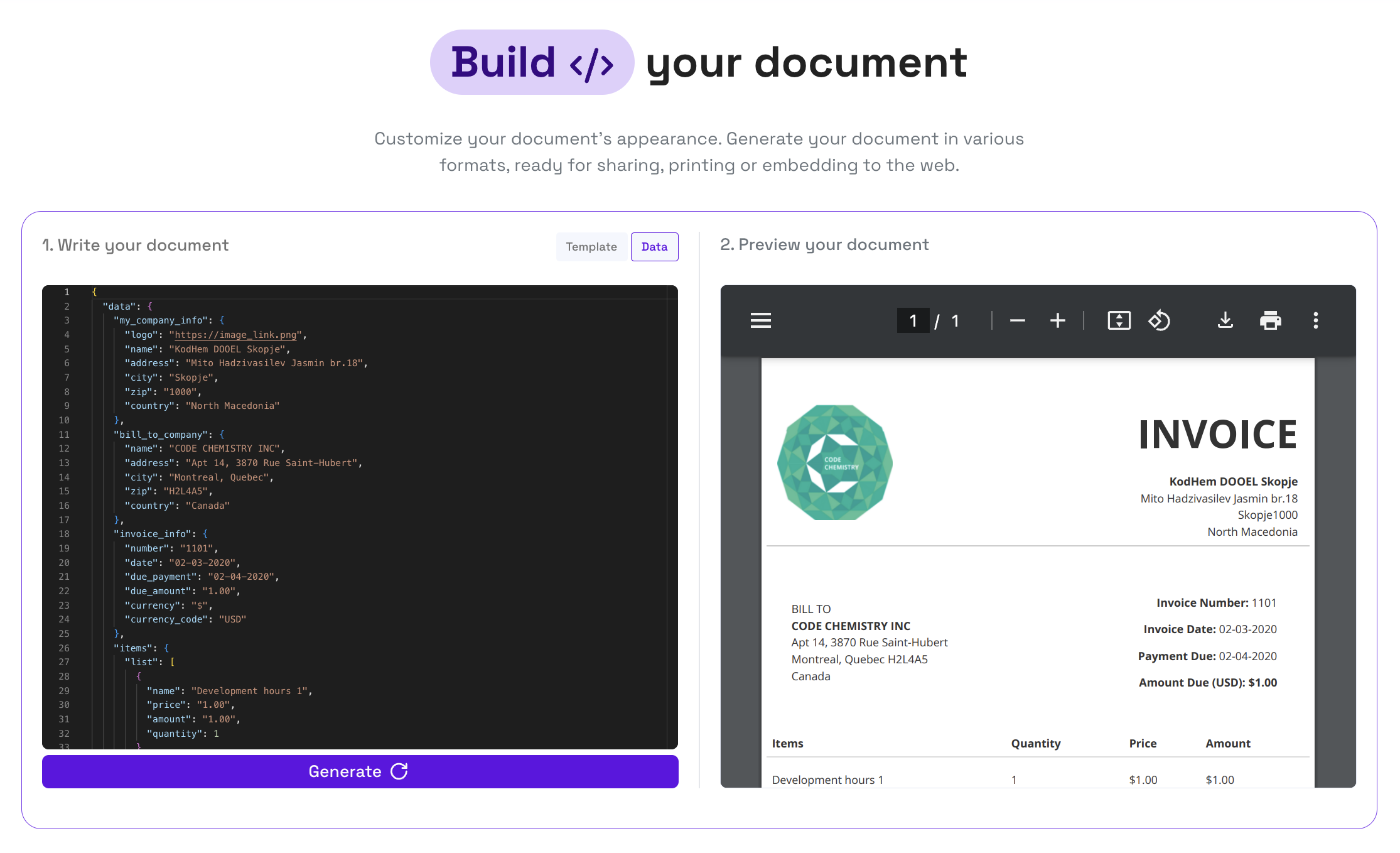 Document Build Preview