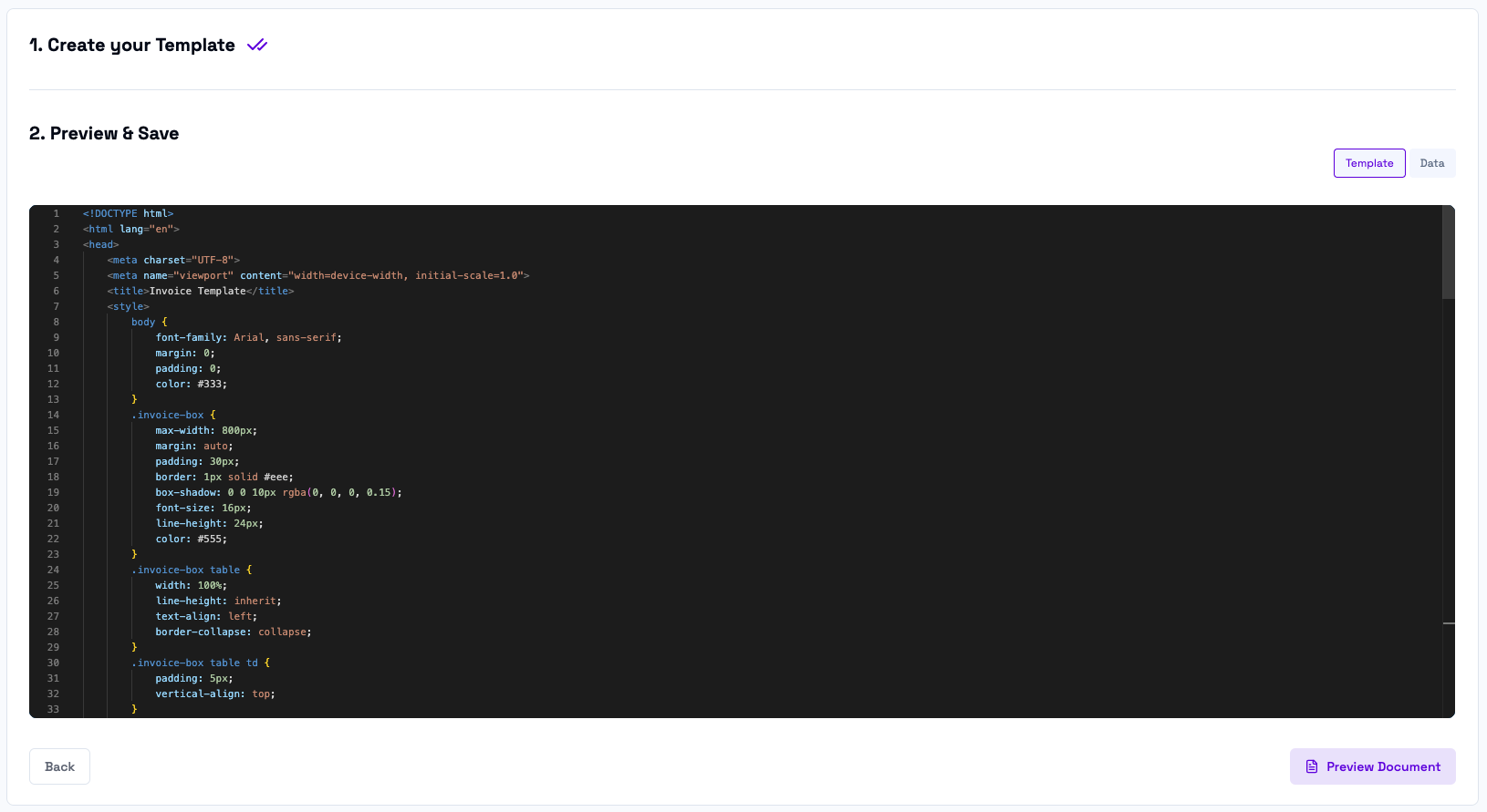 Edit Template Data