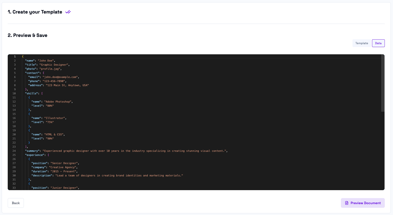 Sample Data Example